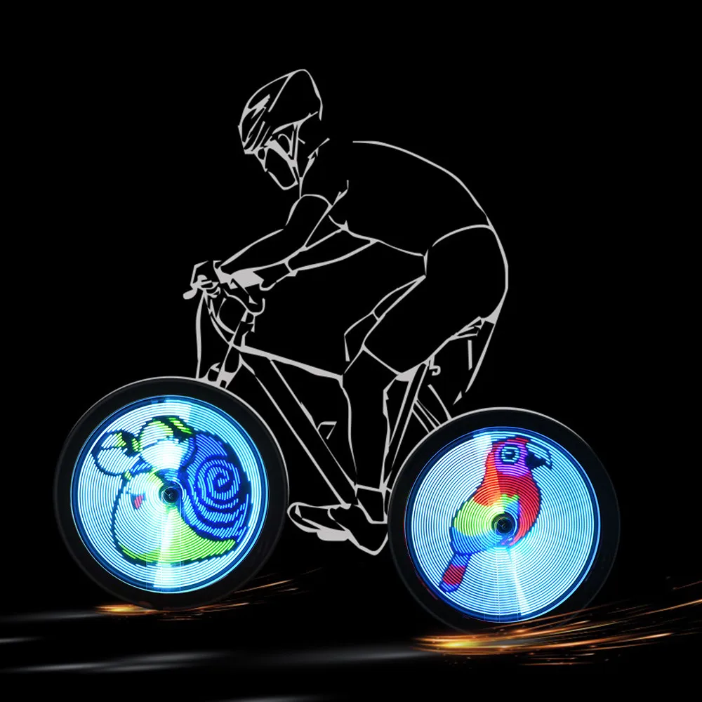 Flash Deal YQ8003 64/128 LED DIY Bicycle Light Programmable Bike Wheel Spokes Light Motor Tire Lamp Screen Display Image For Night Cycling 20