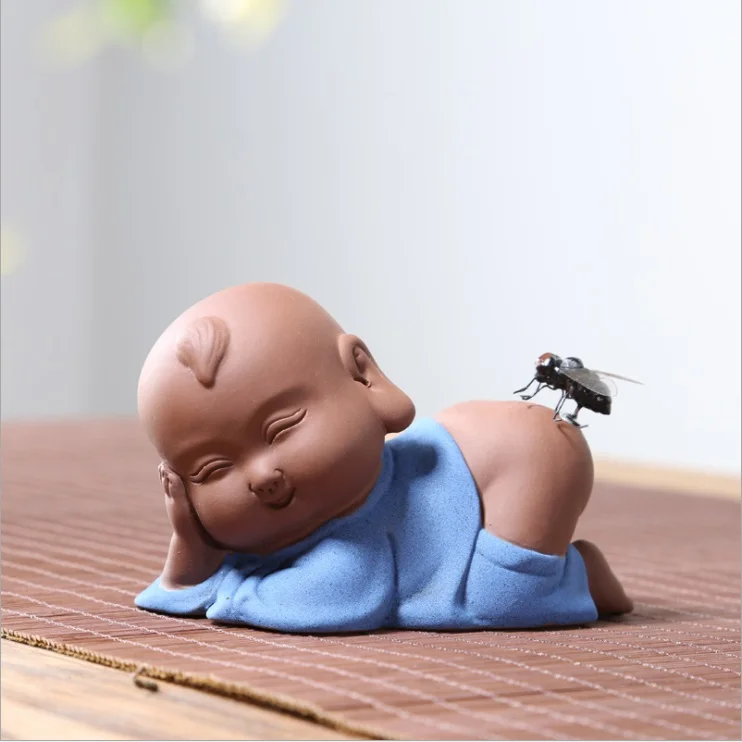 

Little monk home decoration statue purple sand tea pet decorative sculpture color purple sand Buddha statue free shipping