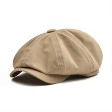 BOTVELA-grande casquette Newsboy | Casquette en sergé de coton, chapeau à huit panneaux, casquette de boulanger pour homme, casquette kaki rétro, Boina Beret 003