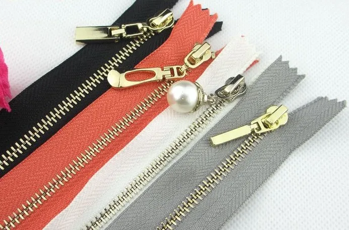 

5-10pcs/lot 15-60cm 3# light golden close end white black orange grey metal zipper with slider for dress bag diy accessories1665