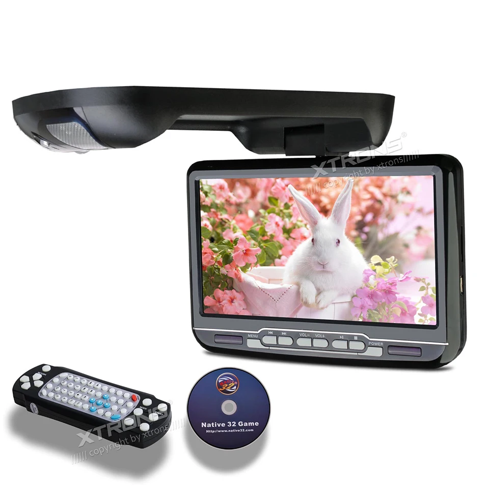 Discount 9" Car Roof Mounted DVD Player Flip Down Monitor With Game Function Overhead Radio Stereo Ceiling With 2 PCS Headphones For Free 2