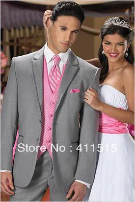 Free shipping/groom wear suit Grey Groom Tuxedos/Best Man Notch Lapel Bridegroom Groomsmen Men Wedding Suit/custom tuxedo suit