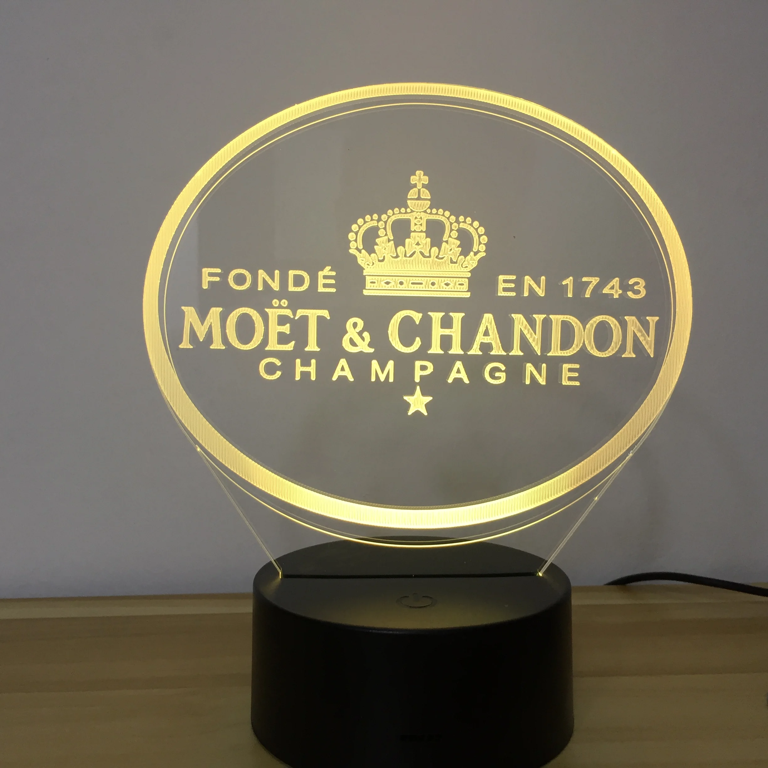 Najtaniej Moet Et Chandon 3D Led lampka nocna prezent dla klientów przyjaciel dziecięca lampka nocna Usb lub zasilany z baterii biura dekoracyjne lampy