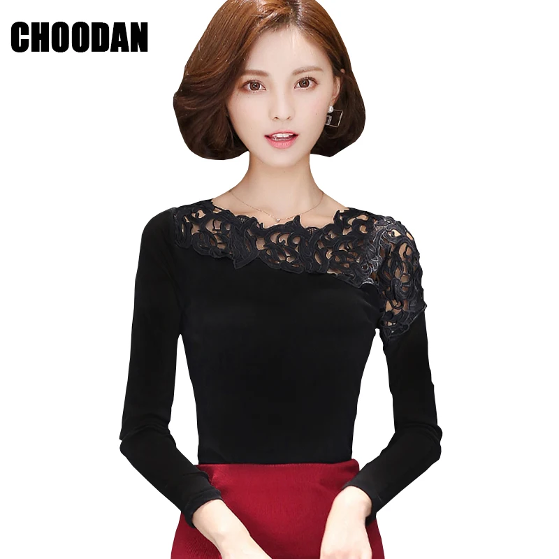 Блуза с длинным рукавом, Женская хлопковая кружевная Лоскутная рубашка, весна-осень, Корейская элегантная Офисная Женская одежда