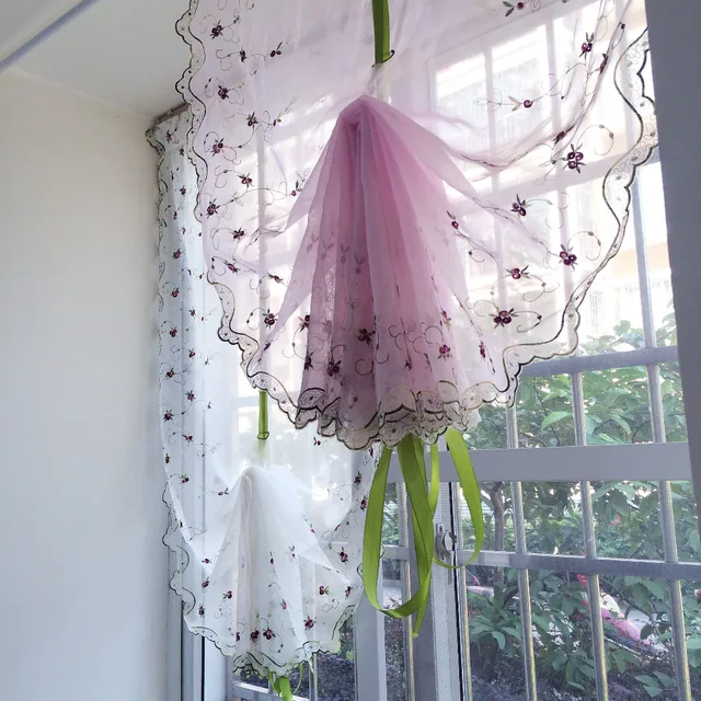 Embroidered Flower Pattern Balloon Curtain Terri Wong Tulle Window Embroidered Flower Pattern Balloon Curtain Terri Wong Tulle Window Curtains For Kitchen Bedroom Living Room Decorative