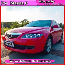 Автомобильный Стайлинг для Mazda 6 фары 2004-2012 Mazda 6 светодиодный фонарь DRL Высокий Низкий Луч светодиодный 4 светодиодный объектив динамический стример сигнал поворота