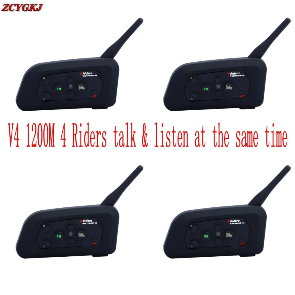 

4 pcs V4 1200M Motorcycle Bluetooth Helmet Headset Intercom 4 Riders Talk at The Same Time Intercomunicador Bluetooth Moto