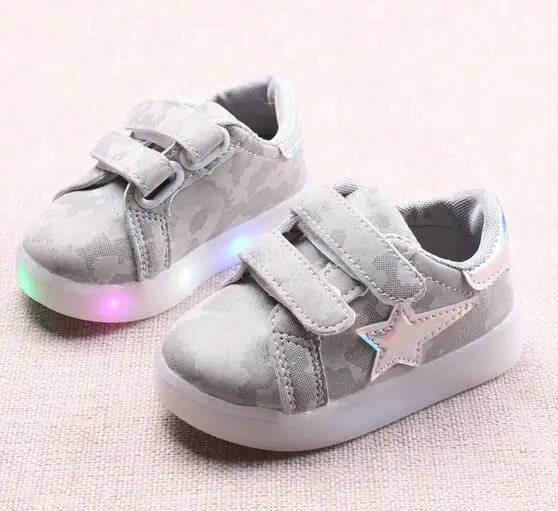 

New 2018 high quality Hook&Loop LED children sneakers hot sales sports running kids shoes stars cool baby girls boys toddlers