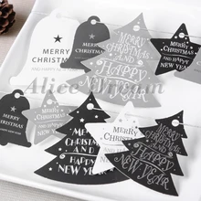 Classic Deep Gray White Design Merry Christmas And Happy New Year Tags For Gift Party Decoration As Label Top Fashion