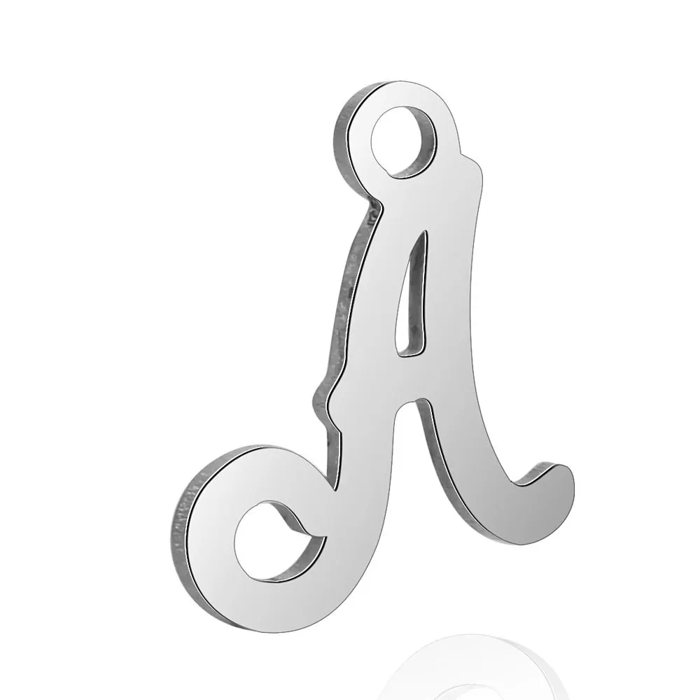 10 шт./лот 316L нержавеющая сталь 12x10 мм 3D английские буквы Шарм полированный небольшой начальный Алфавит кулон DIY ювелирные изделия - Окраска металла: A
