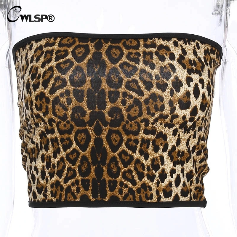 CWLSP Новая мода лето 2018 Женские Топы леопардовые пикантные короткие