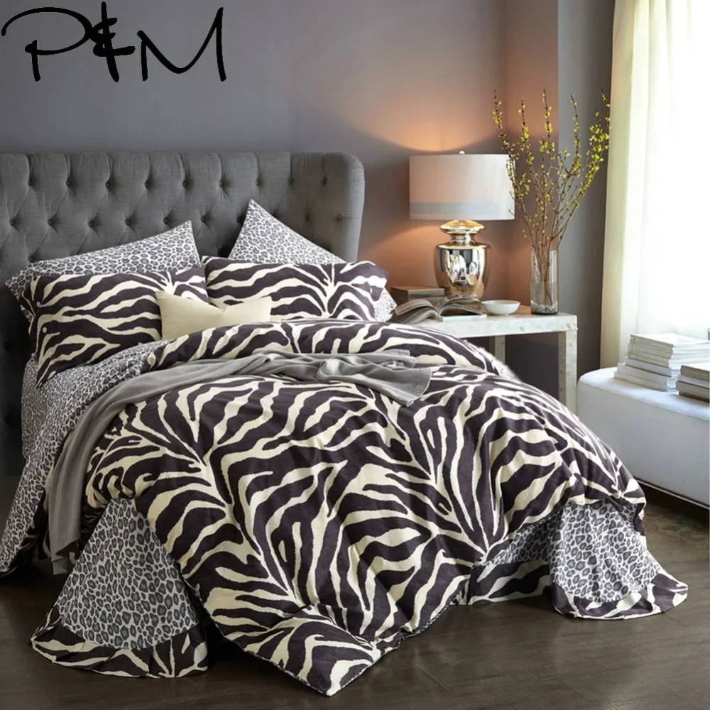 Papa Mima Zebra Pattern Print Modern Style Bedding Sets Queen King