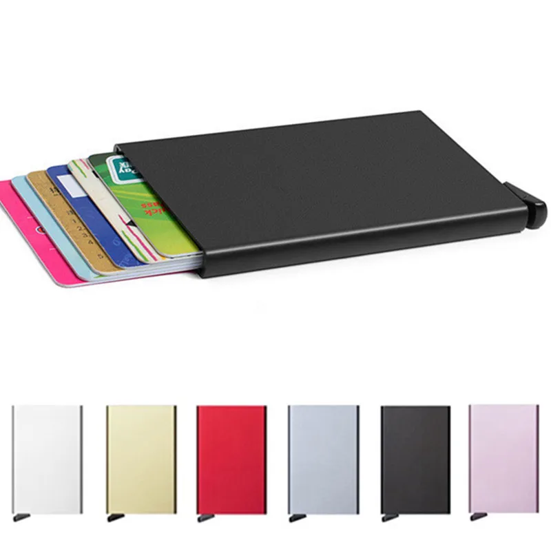 

New Automatic Silde Aluminum ID Cash Card Holder Men Business RFID Blocking Wallet Credit Card Protector Case Pocket Purse