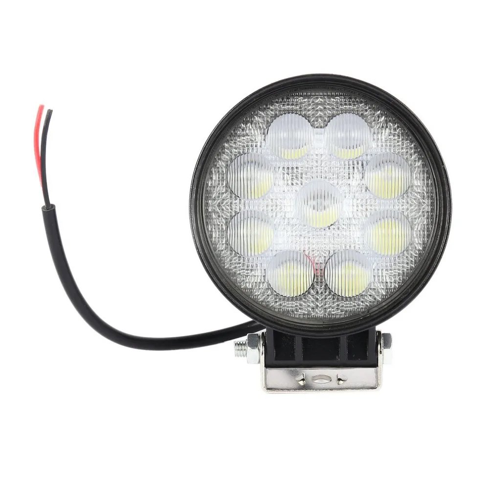 

27W Car LED Work Light Waterproof Round Shape Car Headlight with 9pcs*3W LEDs For Boat Tractor Truck Off-Road Cars Hot Sale