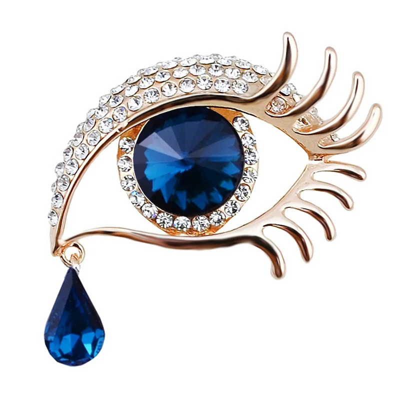 

Tears Eyeball Brooch Eyelashes Crystal Pin Jewelry Scarves Shawl Clip Accessories