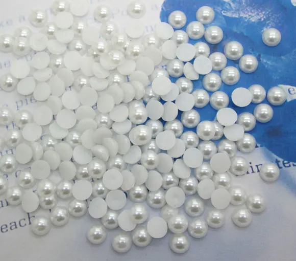 6mm--1000 300-10000 шт смешанные белые полукруглые жемчужные бусины Ремесло Кабошон Украшение для альбома с плоской обратной стороной Дизайн Ногтей Бисер для одежды DIY - Цвет: 6mm--1000