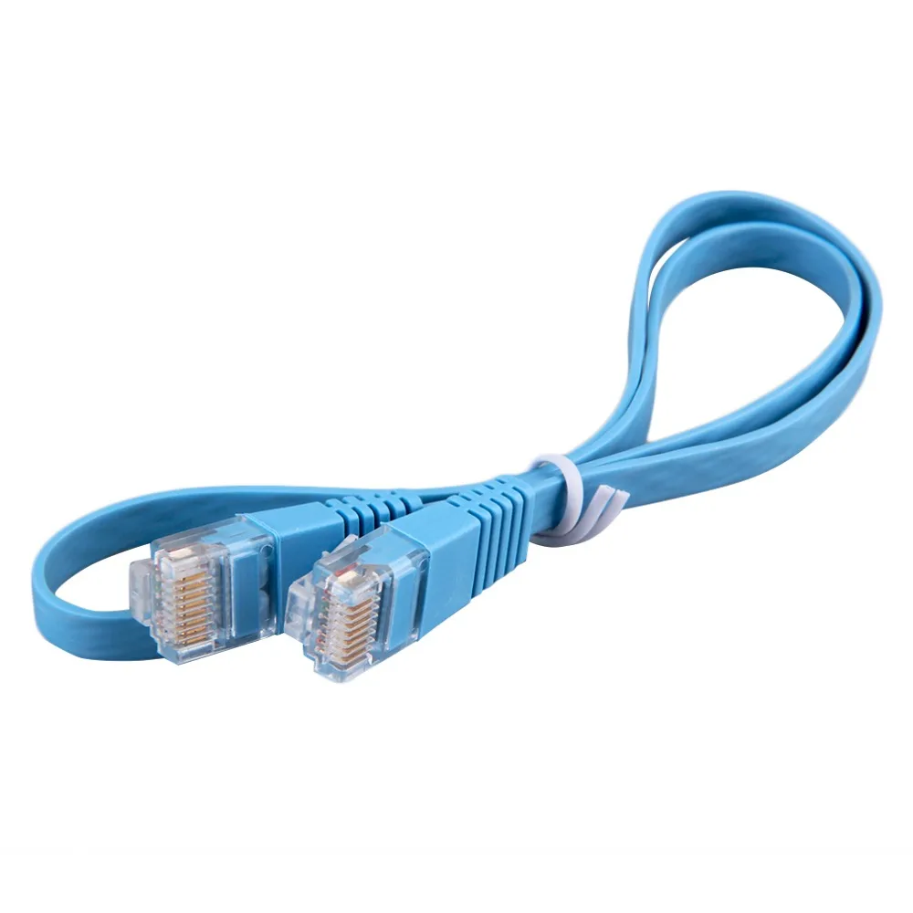 1 шт. на очень высоком Скорость RJ45 CAT6 8P8C плоским патч сети Ethernet Lan кабель 0,5 м кабель синий сети Ethernet кабель