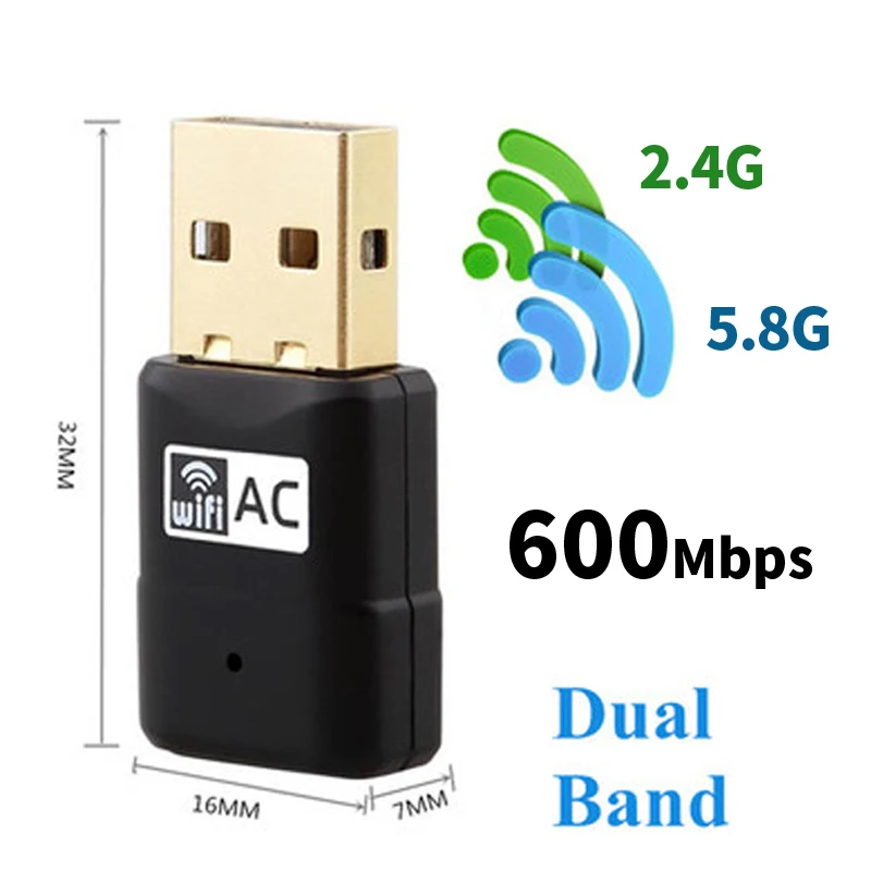 Беспроводной USB адаптер 600 Мбит/с AC600 2 4 ГГц 5 802.11b/n/g/ac|Сетевые карты| |