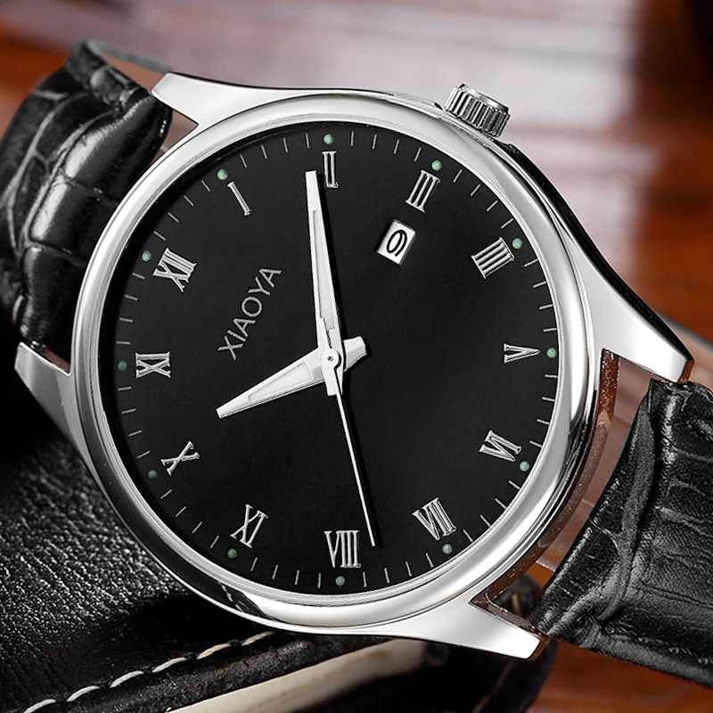 Watch male brief luminous ultra-thin casual genuine leather belt calendar quartz watch | Наручные часы