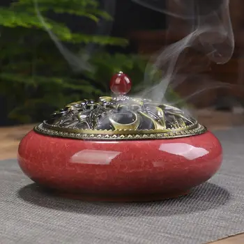 

Mini Chinese Incense Stick Holder Hollow Lotus Cover Incense Cones Stick Holder +10pc Cone Incense Creative Home Bouddha Decor