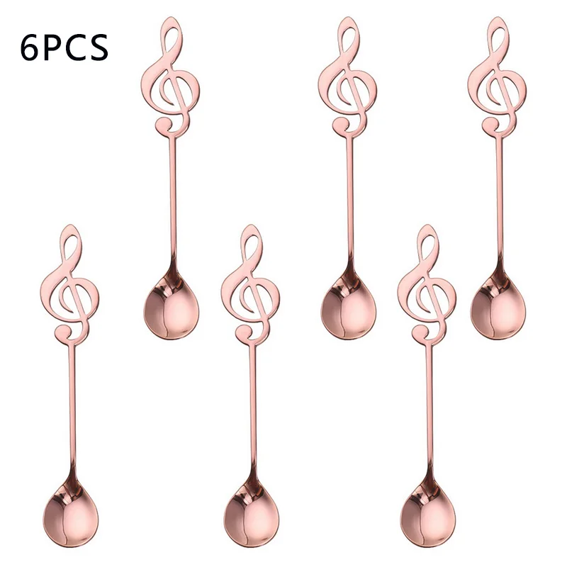 rose gold 6 шт., набор разноцветных кофейных ложек из нержавеющей стали, ложки для смешивания мороженого, ложки для коктейля, ложки для перемешивания - Цвет: rose gold