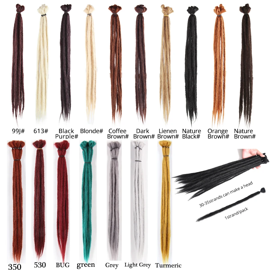 

Alileader 1 Strands/Pack Handmade Dreadlocks 20 Inch Black/99J/613 Pure Colors Synthetic Hair Crochet Braid Hair For Women