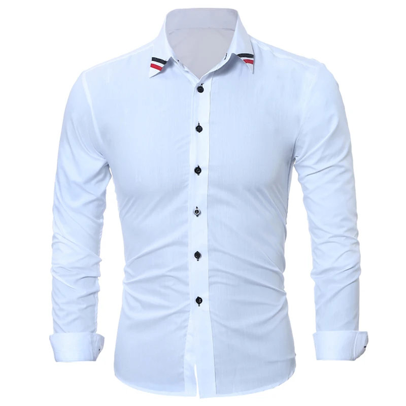 F-SFRWA модный бренд Для мужчин рубашки Slim Fit Для мужчин рубашка с длинными рукавами Для мужчин одноцветное Цвет Повседневное Для мужчин рубашка социальной Размеры XXXL