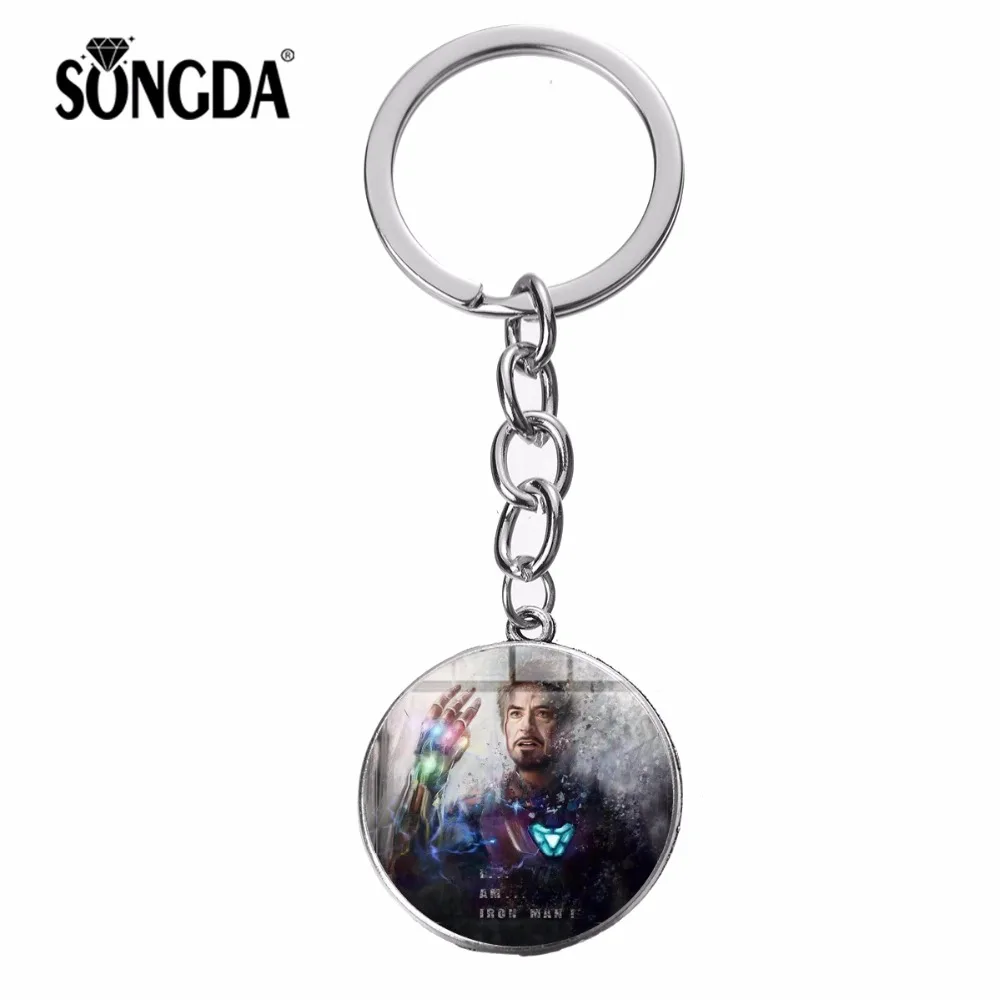 

SONGDA Marvel Iron Man Arc Reactor Key Chains Tony Stark Avengers Endgame Quantum Realm Series Glass Dome Silver Gold Key Holder