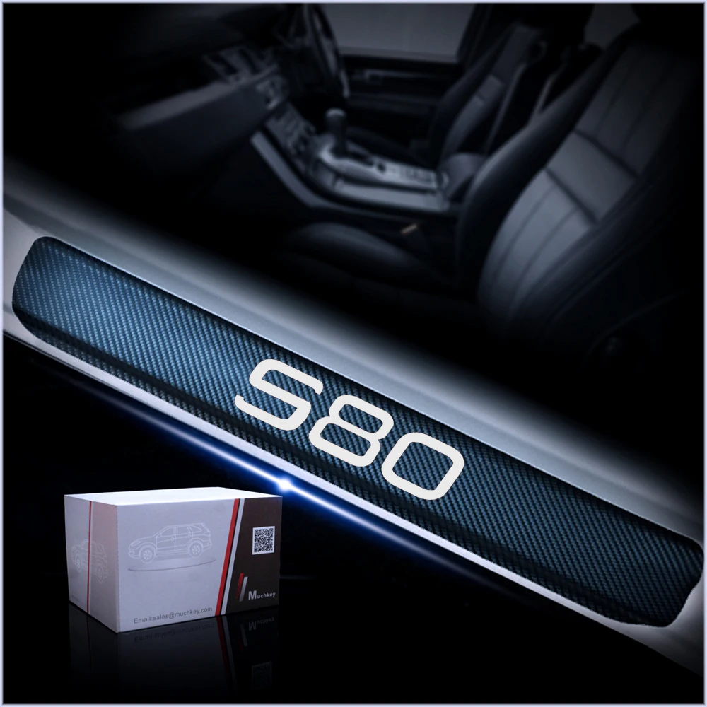 Углеволоконная виниловая стикер для Volvo S80 порога Защитные двери протектор передачи накладка Стикеры s автомобильные аксессуары 4 шт