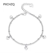 PXCHZQ модный серебряный браслет для девочек высокое качество сердце в форме сердца даже сердце милые Ретро женские украшения 17 см+ 4,2 см