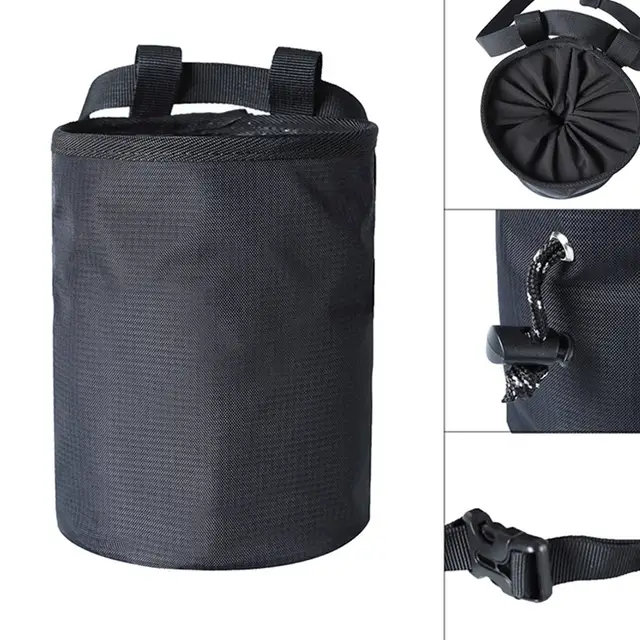 Rock Climbing Chalk Bag Mountaineering Bouldering Weightlifting Gym Magnesium Powder Storage Pouch With Zip Pocket Waist Belt