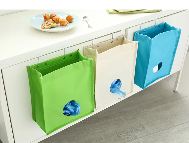 

1PC 420D Nylon Garbage Rubbish Bags Hanging Kitchen Packing Shopping Bag Trash Can Household Cleaning Tools OK 0196