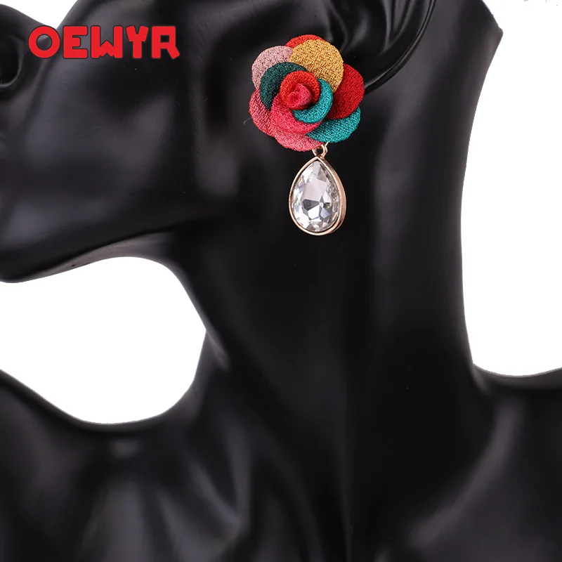 

OEWYR 2019 korean fashion with stones women earrings Colorful elegance dangle earring bohemian jewelry Women Girl dropshipping