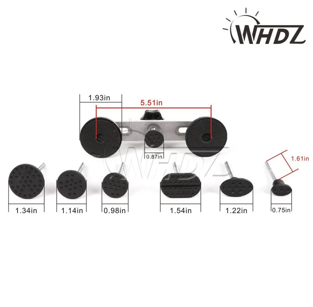 PDR Tool Kit - Bridge Puller Sets Paintless Removal Repair Tools with 7 PCS Different Shape Mats Threaded Rod (6)