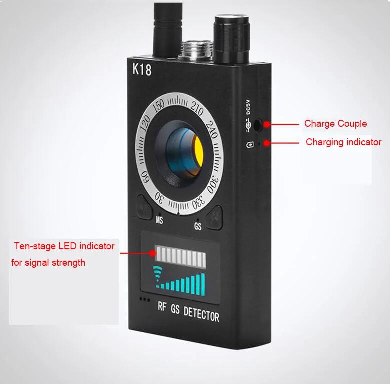 Беспроводной Многофункциональный Анти-шпионский детектор камера GSM аудио ошибка искатель gps сигнал объектив RF трекер Обнаружение 1 МГц-6,5 ГГц элементы K18