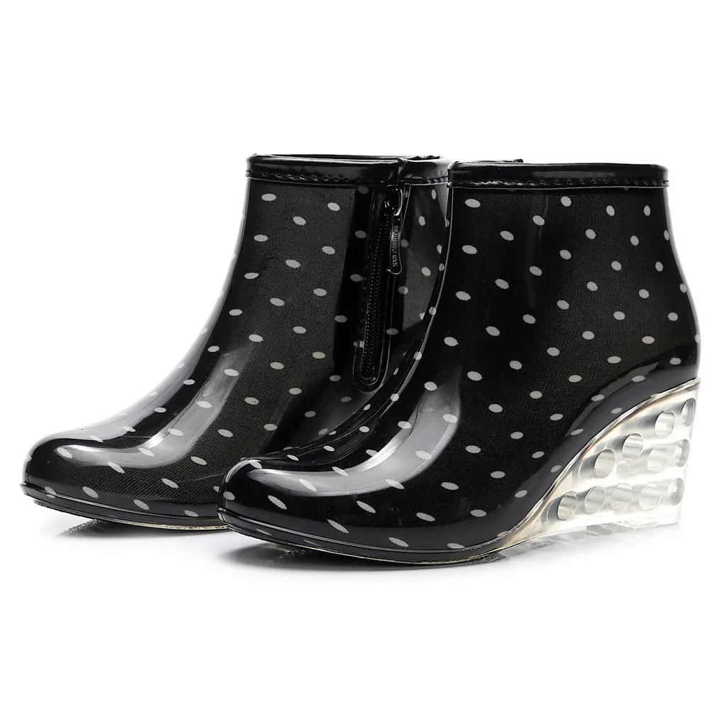 

2019 Women's Boots Rain Boots Wedges Short Tube Rain Boots Non-slip Waterproof Water Wedges Shoes For Women Zapatos De Mujer