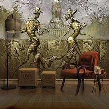 Европейский стиль 3D стерео золотые влюбленные Наклейка на стену в виде собака обои Гостиная ТВ диван фон настенная бумага для рисования де Parede 3D Декор