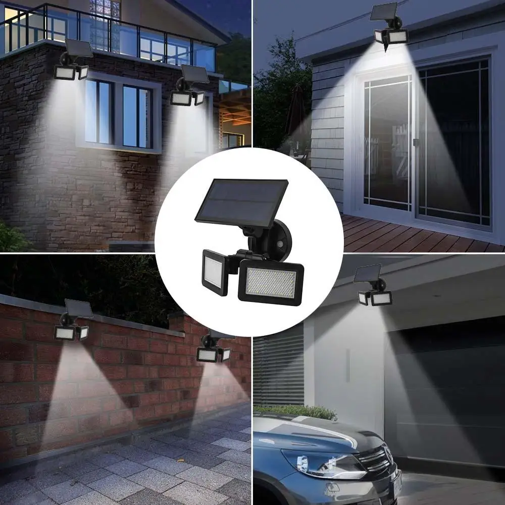 

Adeeing Solar Light Control Human Body Induction Double Head Wall Lamp for Yard Road Garden Corridor Emergency Sconce New