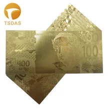 Souvenirs Gifts Gold Plated Waterproof Banknote Engraved Brazil 100 BRL Collectible Gift Golden Banknote 10pcs set