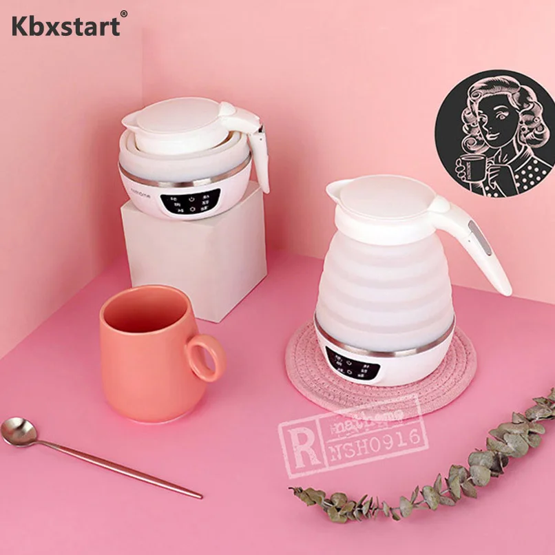 Kbxstart 0.6L мини портативный складной электрический чайник пищевой силиконовый для