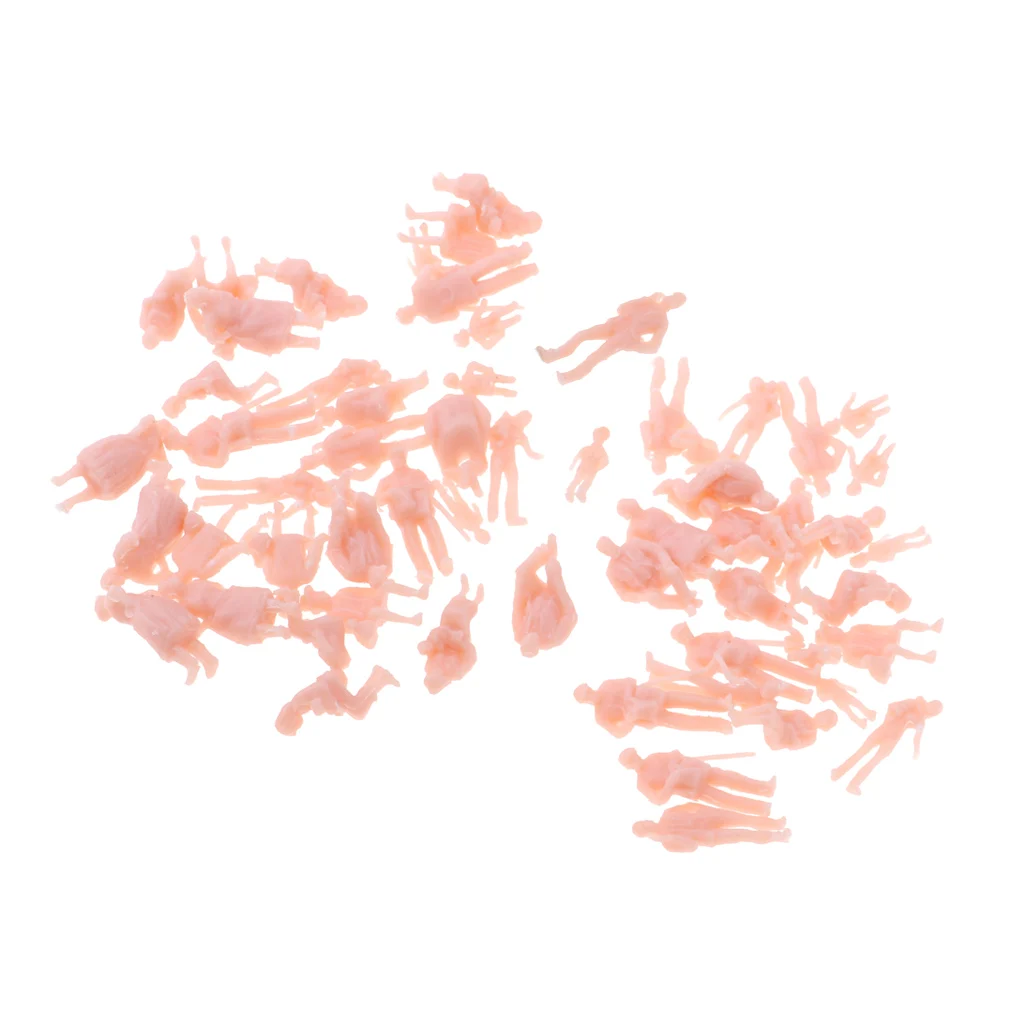 60pcs Unpainted Model Train People Figures HO Scale Model Miniature Figures for Sand Table Model Accessories Diorama Layout