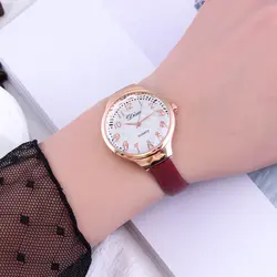 Новый бренд Простой стиль для женщин Повседневное наручные часы Женская кожаная обувь со стразами кварцевые часы женский алмаз