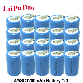 

4/5 SubC Battery Rechargeable Batteries Cell 4/5 SC Batteria Ni-CD 1.2V 1200mAh For Power Bank Toy Car 20 Pack Included