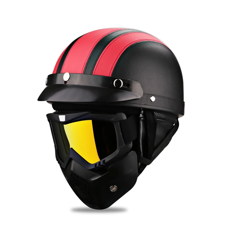 56-61cm Vintage Jet-Helm /· Motorrad-Helm Roller-Helm Scooter-Helm Bobber Mofa-Helm Chopper Retro Cruiser Vintage Pilot Biker /· Visier Schnellverschluss Tasche