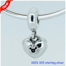 Микки и Минни металл, сердечки бусины Подвески Серебро 925 для браслета Argent DIY Шарм аксессуары для ювелирных изделий