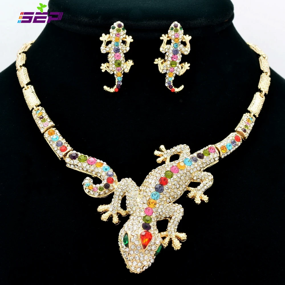 Женский ювелирный комплект из колье и серёг в виде ящерицы|necklace earring set|earrings setfashion