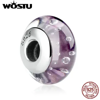

Real 925 Sterling Silver Purple Effervescence Munaro Glass Beads Fit Original WST Charm Bracelet Authentic S925 Jewelry