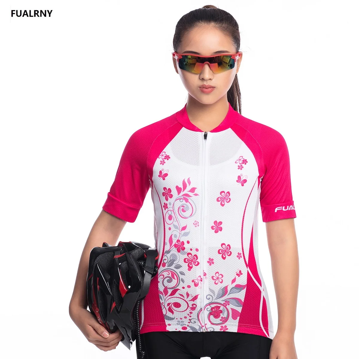 FUALRNY safflower Summer Women Cycling Jersey Short Breathable Cycling