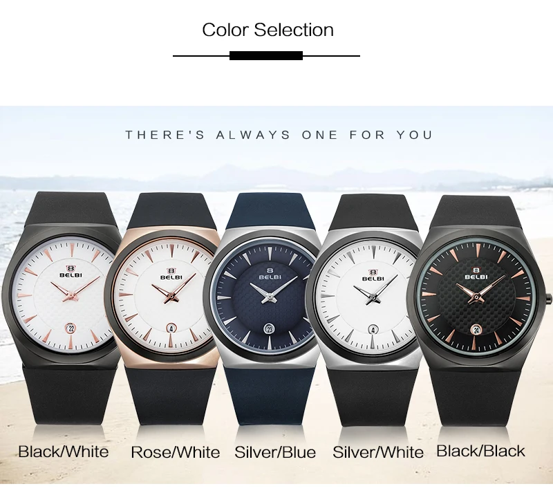 

BELBI New Men Wristwatches PU Top Quality Sports Man Quartz Watches China Brand Black Watch Rose Gold Relogio Masculino