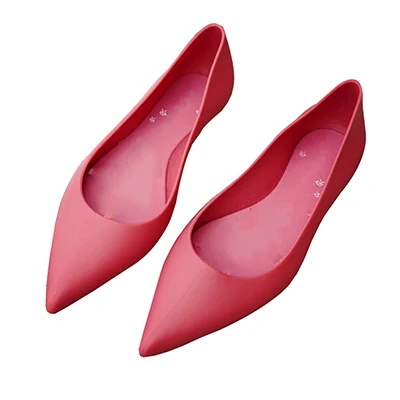 Женская однотонная обувь на плоской подошве с принтом; непромокаемая прозрачная обувь; Повседневные балетки без застежки; Водонепроницаемая Летняя Пляжная Повседневная прогулочная обувь - Цвет: red YMXX88